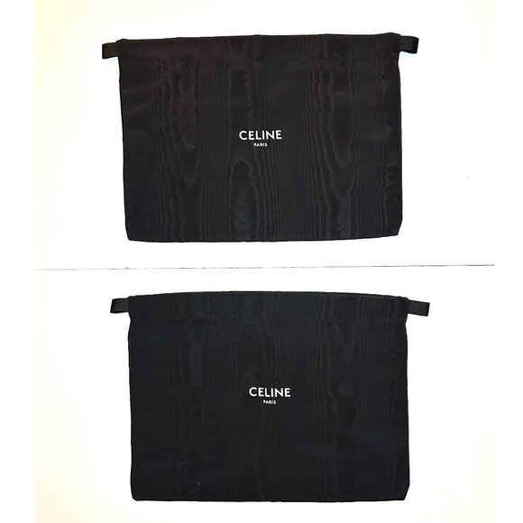 CELINE Paris Final Markdown! Black, Drawstring, Dust, Travel, Store Bags Set 2 - Picture 1 of 6